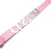 Strass grandes letras rosa couro pu gargantilha colar punk personalizado nome personalizado colares para mulheres masculino traje presente 240315