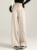 Jeans pour femmes blanc pour femmes pantalons en denim taille haute streetwear épissé décontracté jambe large mode coréenne vintage droit