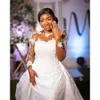 Arabe aso ebi oct plus taille sirène blanche robe de mariée en dente