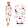 Robes décontractées Phechion Summer Christmas Modèle 3D Imprimer Mode Robe mi-longue Femmes Vêtements Poche À Manches Longues Top W45
