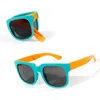 Lunettes de soleil d'extérieur pour enfants, monture carrée tendance, lunettes de voyage pliables UV 400 pour tout-petits garçons et filles