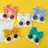 Haarschmuck 2 Teile/satz Mode Einfarbig Bogen Kleinkinder Elastische Band Sonnenbrille Set Für Kinder Sonnenschirm Schutzbrille