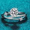 Pierścienie klastra s925 srebrna srebrna seria korony jeden Mosan Diamonds Women Temperament Light Luksusowy styl Pierścień Księżniczki Otwieranie