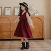 Abiti per ragazze Autunno Primavera Bambini Velet per vestiti per ragazze Adolescenti Bambini Scuola Preppy Costumi Inverno Bambino 6 8 10 12 14 16 anni