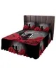 Юбка кровати День Святого Валентина Роза Цветок Красное вино Эластичное набранное покрывало