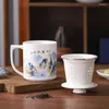 Canecas estilo chinês copo cerâmico com tampa chá de escritório fazendo separação de tela de filtro pessoal