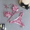 2024 Seksowne bikini w paski podzielone bikini plaż