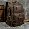 Rucksack Vintage Echtes Leder Crazy Horse Daypack Reisetasche Outdoor Zurück Luxus Mode Wasserdicht