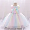 Robes d'été colorées pour filles de 0 à 2 ans, vêtements de 1er anniversaire, vêtements de princesse en dentelle pour baptême, robe de bal de fête