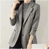 Abiti da donna Blazer Abiti grigi Capispalla Blazer Giacca da donna Cappotti slim per le donne Moda 2024 Arrivi Abito classico coreano Drop D Otj2X