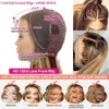 Highlight Ombre 26 Zoll 180 % Dichte 13x4 Full Frontal HD Transparent vorgezupft gerade braun gefärbte honigblonde Lace-Front-Perücke Echthaar