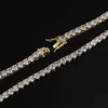 Collar de hip hop Diamante Full Diamond Single fila Cadena de tenis con circón accesorios de venta caliente para hombres y mujeres, ancho de collar 3 mm-6 mm, longitud 16-24 pulgadas