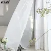 Perdeler süper yumuşak beyaz şeffaf tül perdeler oturma odası için harika el duygu dekor modern peçe şifon katı şeffaf voil mutfak