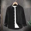 Men's Casual Shirts Men Shirt Stylish Stand Collar Cardigan Coat With Single-breasted Design Long Sleeves Plus Size Options For A