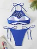 Maillots de bain pour femmes Sexy Bikinis Ensembles Maillot de bain solide Vintage Chic Imprimé Bikini Mesh Maillot de bain Tenues d'été Beachwear