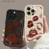 Mobiele Telefoon Gevallen Hot Red Lip Print Telefoonhoesje Voor Iphone 15 14 13 12 11 Pro Max 7 8 Plus SE2 X Xs Max Xr Matte Textuur Zachte Siliconen CoverY240325