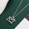 Anhänger Halsketten Mädchen Süße Sternhalskette Geometrische Silberfarbe Hohlhöhle Pentagramm für Frauen Mode Schmuckparty Geschenke Dekor Dekor Dekor