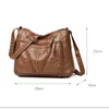 Women Bag Multi Pocket Pu Leather Shoulder Bags Female Vintage Messenger Designer Crossbody Womens Black Hobos 240311