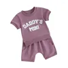 Kledingsets Peuter Baby Meisje Zomerkleding Briefborduurwerk Korte mouwen T-shirt Tops Shorts Leuke outfits Set 0-3Y