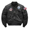 Hommes MA1 Veste Hiver Extérieur Épais Qualité Nyl American Militaire Uniforme Aviator Femmes Manteau Mâle Bomber Vol Veste V0UP #