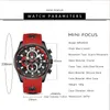 Relojes de pulsera MINIFOCUS Relojes de lujo para hombre 2024 Elegante reloj de cuarzo de negocios minimalista rojo Reloj de acero de sílice transpirable