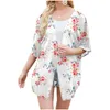 Womens Swimwear Chiffon Casual Loose Open Front Er Ups Tops Summer Women Printing Kimono Long Cardigan Blouse Shawl Beachwear Drop Del Ot4Ng