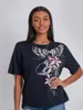 여자 T 셔츠 여성 Y2K 그래픽 티셔츠 여름 짧은 소매 펑크 고딕 티 탑 빈티지 90 년대 미적 이모 의류 스트리트웨어