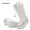 Bottes Comemore Chaussures hivernales chaudes en peluche plus taille 41 42 Chaussures zippées blanches Boots bottes en caoutchouc femelles pour femmes 2023 Long Snow Boties