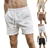 Herr shorts sommar stor ficka stickad retro elastisk midja sport lös casual kvarter byxor pantalones hombre koreanska