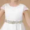 Satyna Księżniczka Flower Girl Dress for Kid Prom Night Wedding Ceremonia Pageant Bankiet urodziny