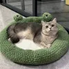 Mats Dog Warm Bed Plush Round Frog Pad Pet Winter Snooze Nest Dog Deep Sleep Cushion Comfortable Kennel Puppy House Cat Accessories