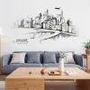 Autocollants Grand bâtiment ville Stickers muraux pour salons chambre chevet fond décoration murale décor à la maison auto-adhésif vinyle autocollant