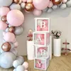 Party Supplies Transparent Alfabetet Balloon Box Anpassat namn Birthday Baloon Decorations Baby Shower