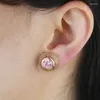 Boucles d'oreilles à clous pour femmes, bijoux classiques multicolores en zircone cubique, points ronds 5A, pavé CZ pavé, à la mode