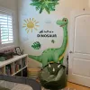 Autocollants muraux de dinosaures de dessin animé, pour chambre de garçons, chambre d'enfants, autocollant mural de plantes, décoration de chambre d'enfants de la maternelle, sparadrap muraux