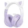 Headphones Earphones SN36 M Headworn Bluetooth with Wireless Private Mode Illumination Gradient Cat Ear Macaron Color Series H240326