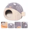 Mats Plush Cat Cave Bed Tent: Warm Kitten Tent Semi closed Winter Nest House Cage Hut Puffer Shape Sleeping Bag for Cats Puppy