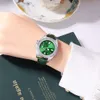 Live rood damesmode diamanten kalenderriem quartz dames klein groen horloge