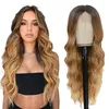 Longue perruque brésilienne Highlight Human Human Ombre colored Deep Curly Lace Front Wig Honey Blonde Hd Wave Lace Lace Frontal Wigs Syynthetic Hair Products Lace Wigs