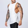 Träning Gym Mens Tank Top Vest Muscle Sleevel Sportswear Shirt Stringer FI Kläder Bodybuilding Cott Fitn Singlets G3MT#
