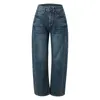 Jeans féminins à mi-taille jambe large pour les femmes printemps été surdimensionné surdimensionné des pantalons en jean poches Baggy mode Y2k Girls Streetwear