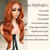 Blackswern Ginger Turuncu Ön Hızsız Dantel Peruk, Siyah Kadınlar İçin Perde Patlamaları ile Ön Fazla Ön tabakalı Vücut Dalga Peruk, 24