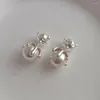 Stud Earrings Modern Jewelry High Quality Simulated Pearl 925 Silver Needle Back and Front for Women Girl Gift