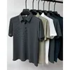 High-End-Herren Bambusgelenk hohlen Kurzärärmel-Polo-Hemd Ice Seiden atmungsaktiven Business Fashion T-Shirt Männliche Marke Kleidung Top 240320