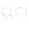 Hair Accessories Bridal Gold/Silver Color Flower Ribbon Hairband Headband Women Headpiece Wedding Jewelry