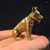 Decoratieve Beeldjes 1 ST Messing Metaal Geluk Fortuin Hond Standbeeld Kleine Ornament Kleine Puppy Wolf Chinese Desktop Thee Huisdier Woondecoratie