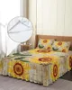 Sängkjol Retro Shabby Sunflower Elastic Montered Bed Stead med kuddväskor Protector Madrass Cover Bedding Set Sheet