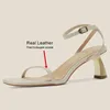 Sandalias Tamaño 34-39 para mujer Verano 2024 Roma Correa Tacones altos Zapatos de mujer Cuero real Sandalias de tacón de lujo