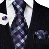 Gravatas gravatas gravatas designer homens gravata conjunto roxo preto azul vermelho xadrez seda gravata bolso quadrado abotoaduras conjunto casamento corbatas barrywang 6220 y240325