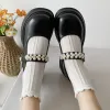 Boots Fashion Pearl Crystal Mary Jane Shoes Women PU Leather Hook Loop Thick Heel Pumps Woman 2023 Autumn Platform Black Lolita Shoes